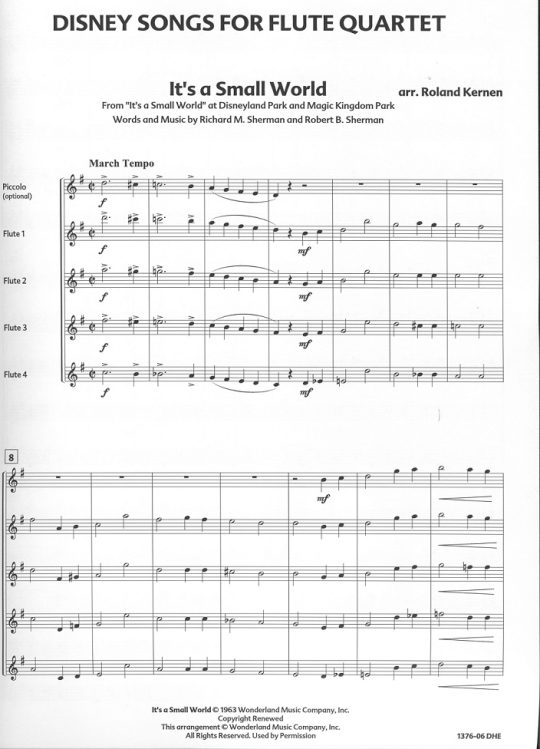 Buy Disney Songs for Flute Quartet Online at 21 Flute World