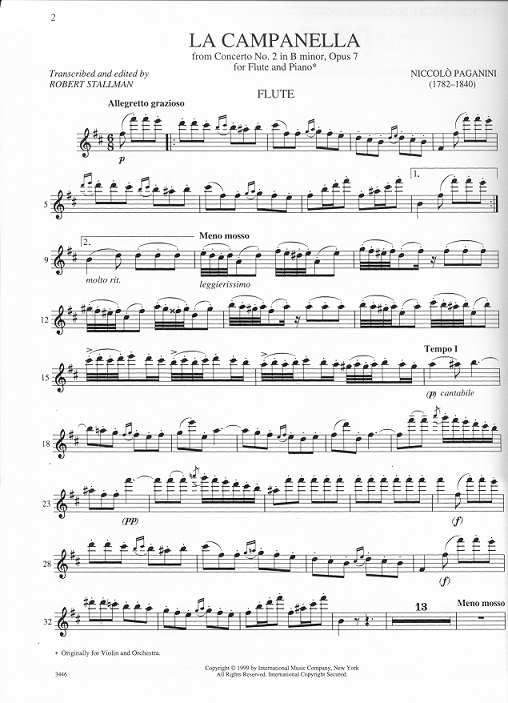 Buy La Campanella in b Op7 Online at $14.25 - Flute World