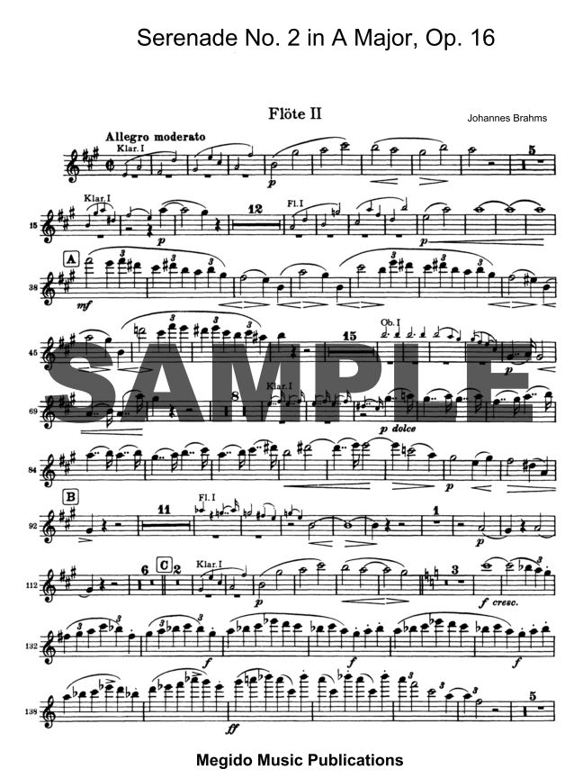 Buy Serenade 2 In A Major 2nd Flute Part Online At 2 99 Flute World