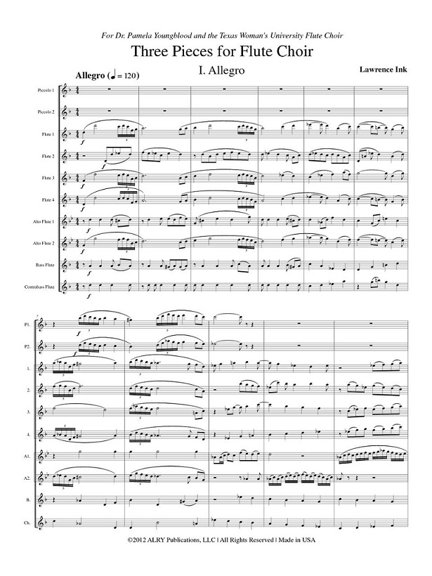 Buy Three Pieces for Flute Choir Online at 30.6 Flute World