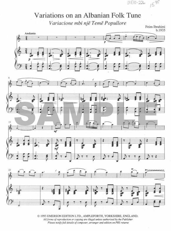 Buy Variations on an Albanian Folk Tune Online at $14.36 - Flute World