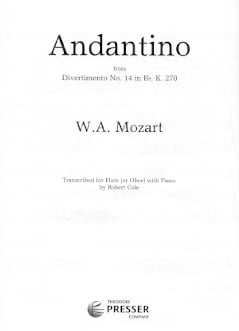 Andantino from Divertimento #14 in Bb (K270)