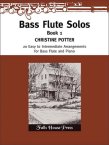 copper and white book cover of 20 easy to intermediate arrangements for bass flute and piano