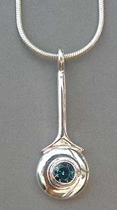 C Key with Gemstone Center Necklace - Topaz