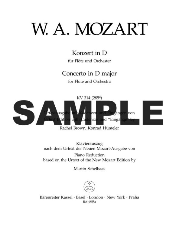 Buy Concerto 2 in D (K314/285d) Online at $26.95 - Flute World