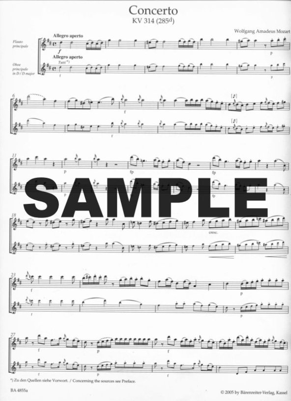 Buy Concerto 2 in D (K314/285d) Online at $26.95 - Flute World