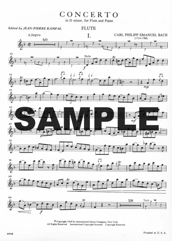 Buy Concerto in d minor (Wq22) Online at $16.5 - Flute World