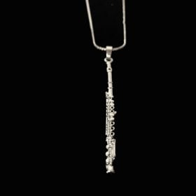Flute Necklace - Sterling Silver Plated