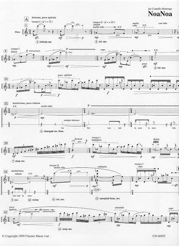 Partitura: NoaNoa For Flute And Electronics CD De Saariaho, Kaija. Editorial CHESTER MUSIC LIMITED | Trino Music