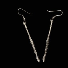 Pewter Flute Earrings
