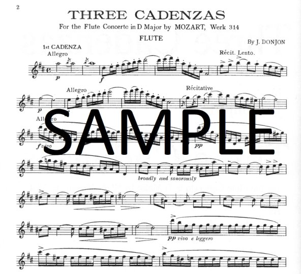 Buy Three Cadenzas to Mozart Concerto 2 in D (K314/285d) Online at