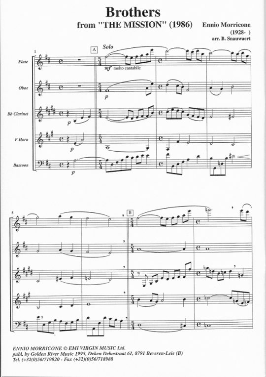 Buy Brothers Gabriels Oboe for Woodwind Quintet Online at 33.95