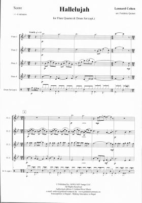Hallelujah for Flute Quartet (four equal flute and optional drum)