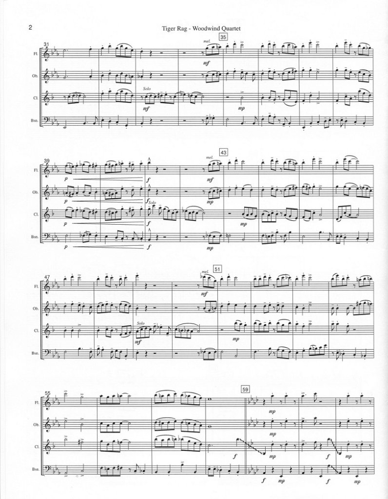 Buy Tiger Rag for Woodwind Quartet Online at $15 - Flute World