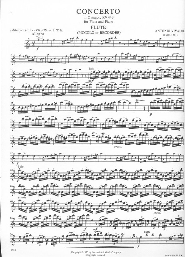 Buy Concerto in C (RV443) (FVI#4) (P79) Online at $14.25 - Flute World