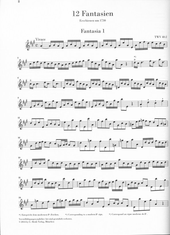 Buy Twelve Fantasies for Flute Solo (TWV 40:2-13) Online at $23.95