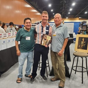 R. Carlos Nakai visits with Matthew Allison and Nathan discussing Native American flutes and music at the 2023 National Flute Association NFA Convention.